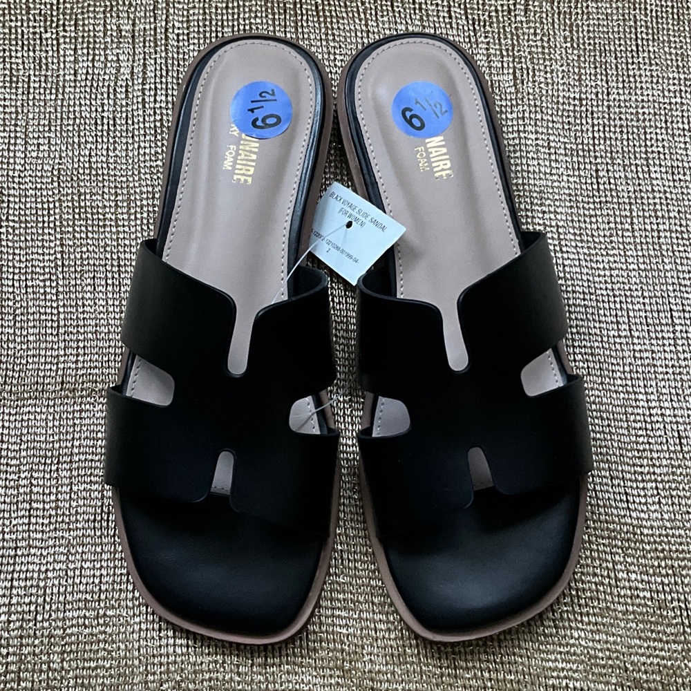 Black Slide Sandals for Women, Size 6.5, Brand New!